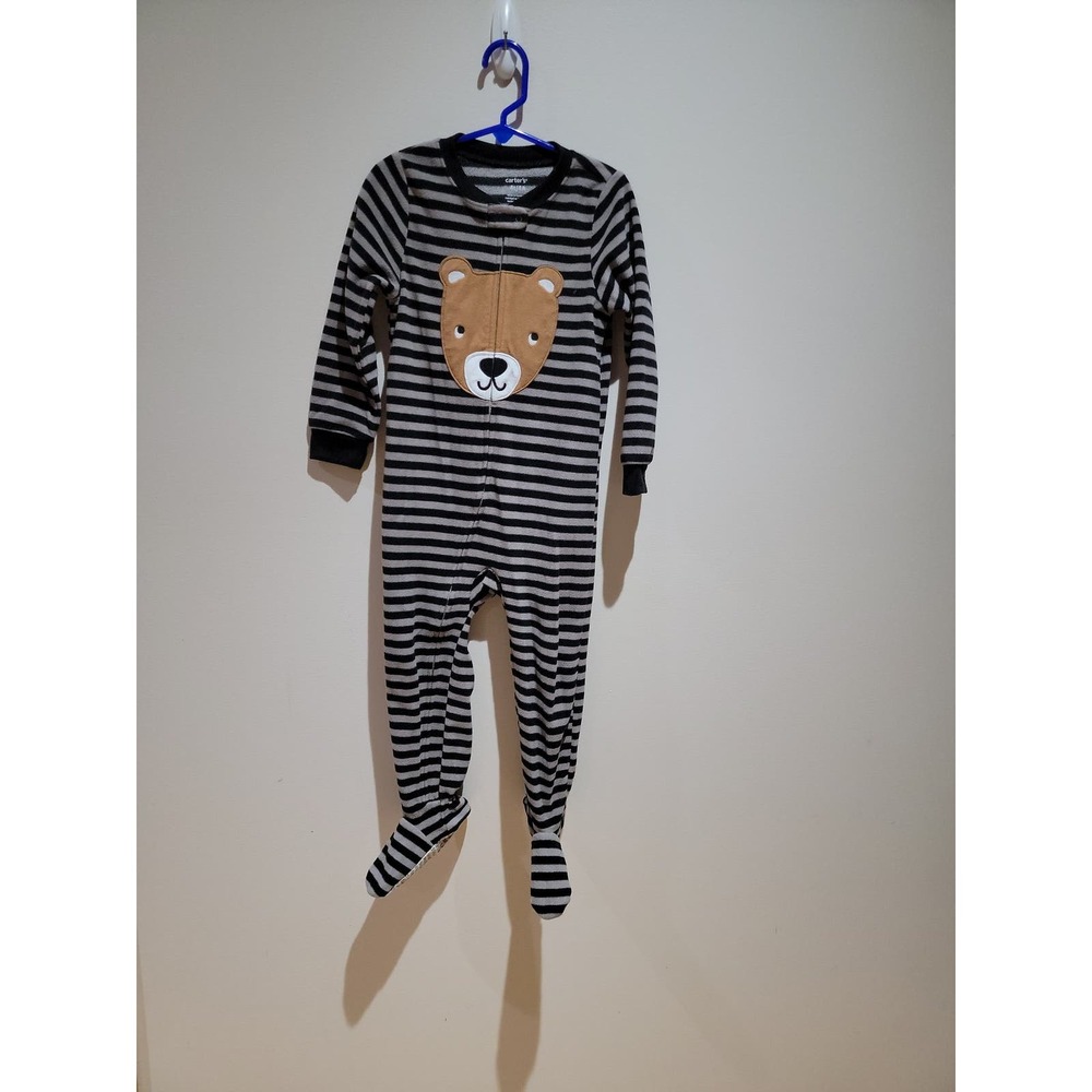 Carter's 4T Black and Grey Striped Footed Pajama Bear